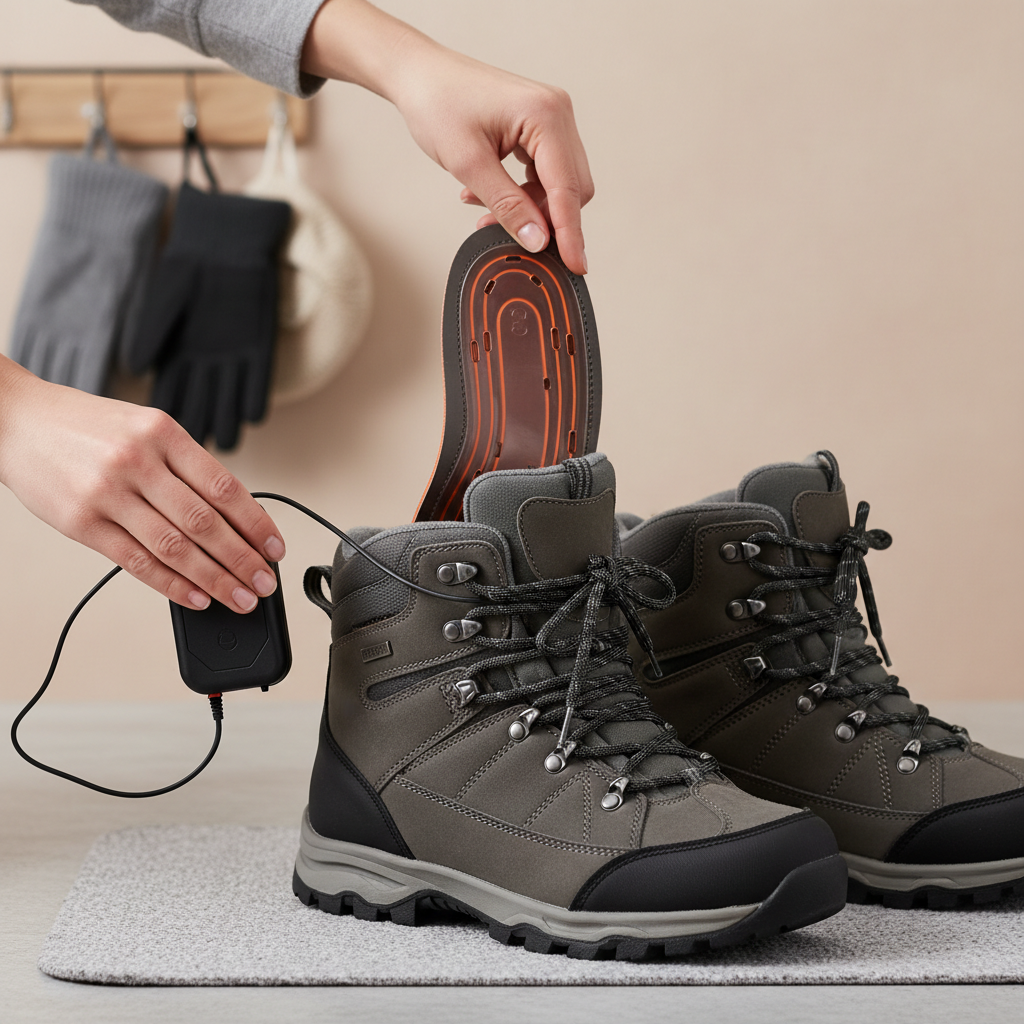Mettre ses Semelles Chauffantes dans les Chaussures - Illustration pour Installation des semelles chauffantes : Guide complet pour un confort optimal