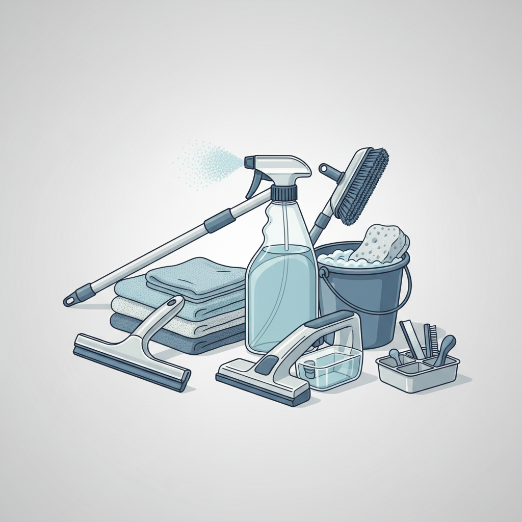 2 – Les outils indispensables pour un nettoyage efficace des vitres - Illustration pour Produit nettoyage vitre : Le guide pour des surfaces étincelantes