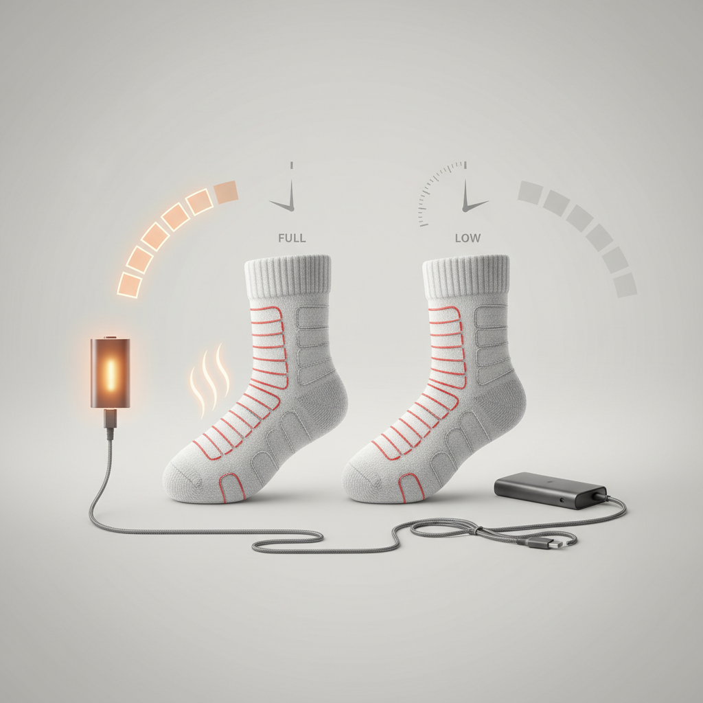 Autonomie Chaussette Chauffante : Combien de Temps Durent-elles ? - Illustration pour Chaussette Chauffante USB : Le Guide Ultime de la FAQ sur l'Autonomie