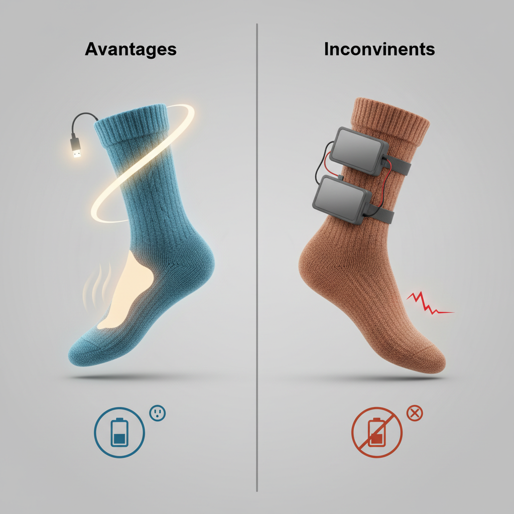 Avantages et Inconvénients des Chaussettes Chauffantes USB et à Piles - Illustration pour Chaussette Chauffante USB : Le Guide Ultime de la FAQ sur l'Autonomie
