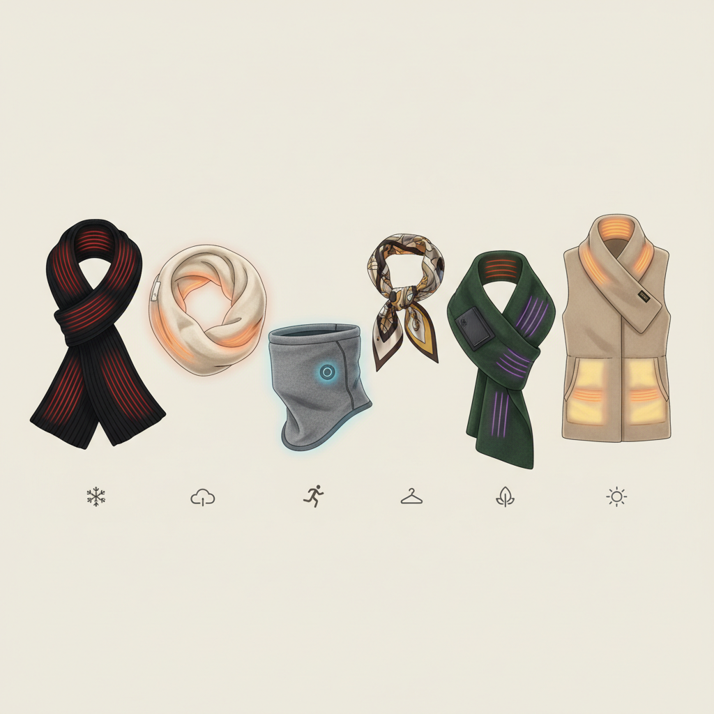 Les Différents Types d'Écharpes Chauffantes : Trouvez Votre Match - Illustration pour Écharpe Chauffante : Gardez Cou et Nuque au Chaud cet Hiver