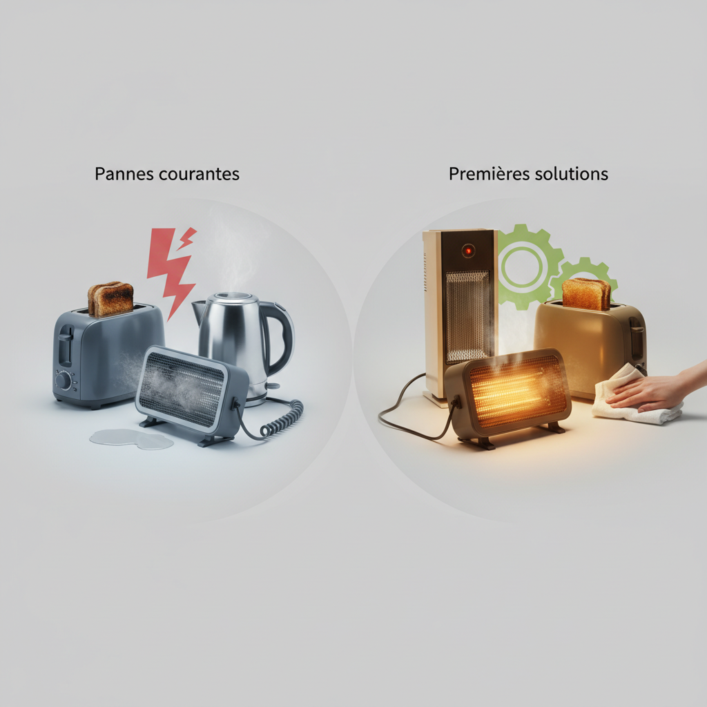 Tableau comparatif : Pannes courantes et premières solutions - Illustration pour Dépannage produits chauffants : Pannes courantes et entretien
