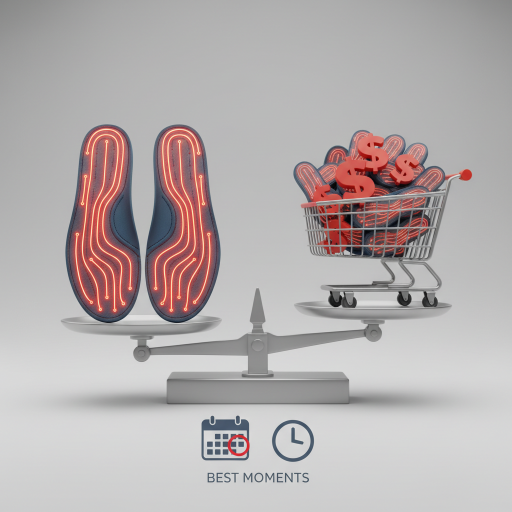 Comment identifier les meilleures offres semelles chauffantes ? - Illustration pour Quand acheter semelles chauffantes en promo ? Meilleurs moments réductions