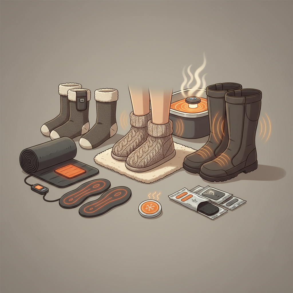 Les différents types de solutions chauffantes pour les pieds - Illustration pour Solutions chauffantes pieds : L'ultime guide pour un confort hivernal optimal