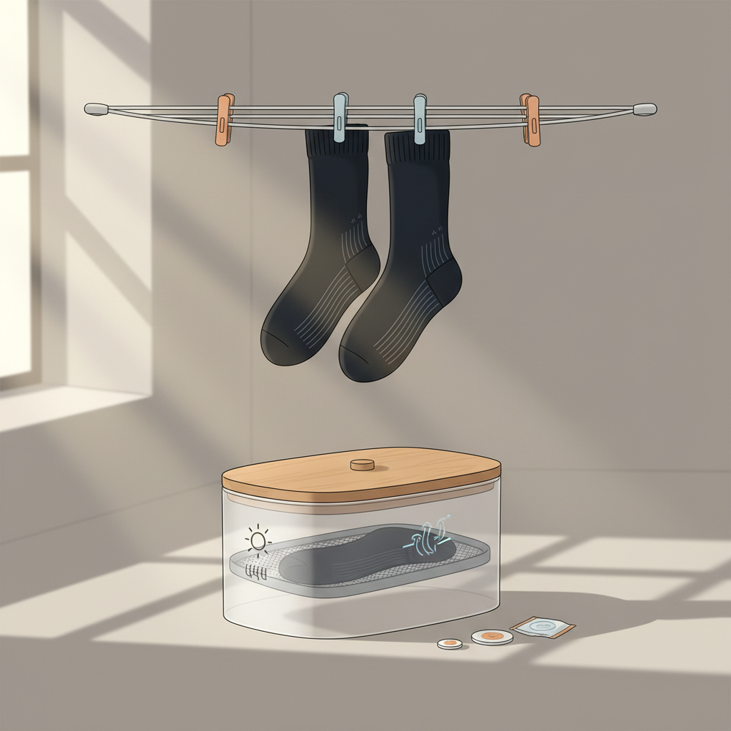 Séchage et stockage chaussettes chauffantes été : Préserver l'investissement - Illustration pour Comment Entretenir Ses Chaussettes Chauffantes Pour Qu'elles Durent Longtemps