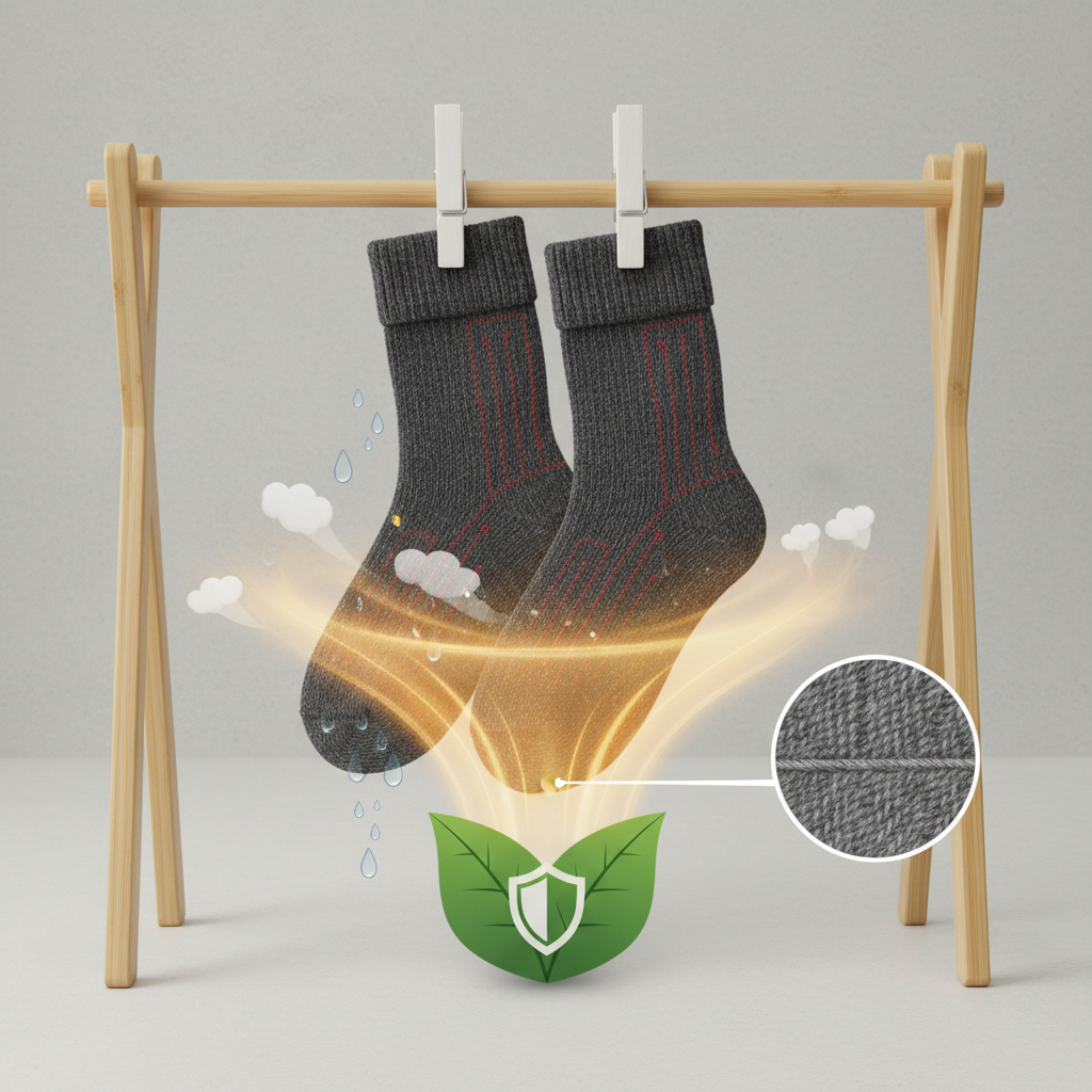 Le séchage : Une étape cruciale pour la sécurité et la durabilité - Illustration pour Entretien Chaussettes Chauffantes : Le Guide Ultime Pour une Durée de Vie Maximale