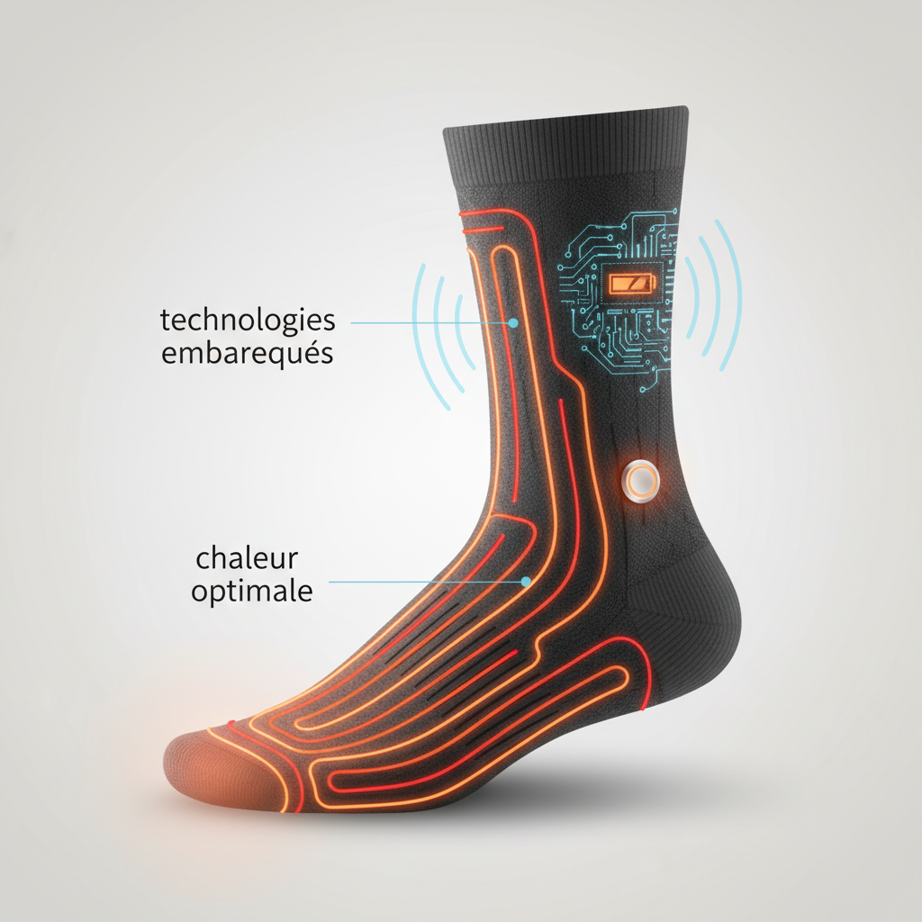 Les technologies embarquées pour une chaleur optimale - Illustration pour Fonctionnement chaussettes chauffantes : Le guide complet