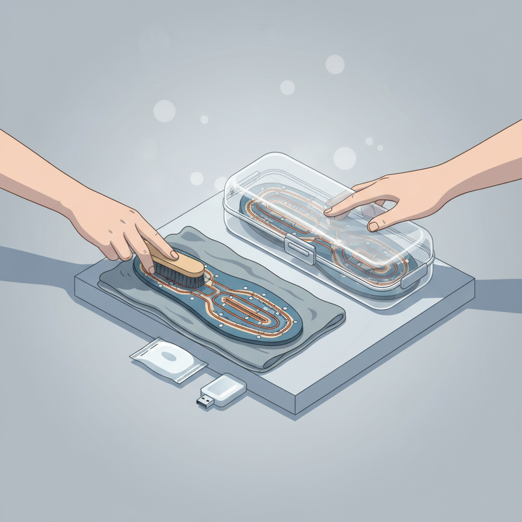 Entretien et stockage pour une durée de vie prolongée - Illustration pour Astuces: Optimiser l'Autonomie de Vos Semelles Chauffantes
