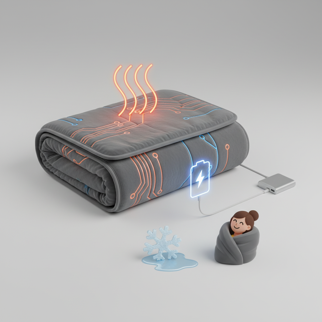 Qu'est-ce qu'une couverture chauffante portable et comment ça marche ? - Illustration pour Couverture chauffante portable : Votre alliée confort contre le froid