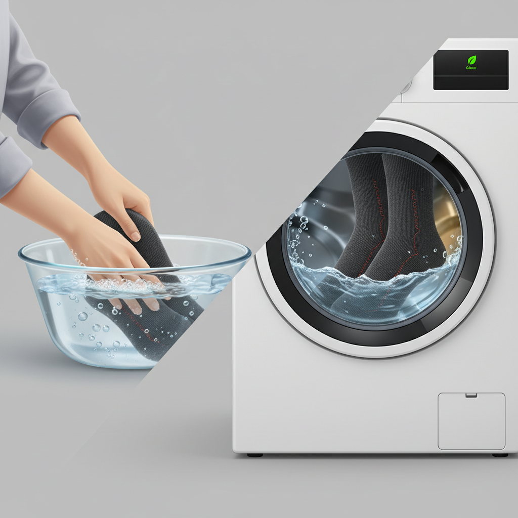 Méthodes de Lavage : Manuelle ou en Machine ? - Illustration pour Entretien Chaussettes Chauffantes : Le Guide Ultime Pour une Durée de Vie Maximale