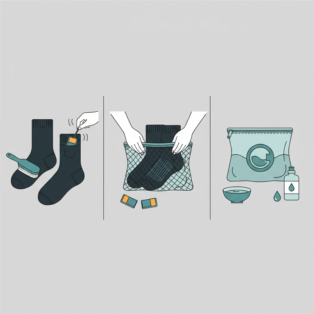 Préparation au Lavage : Les Étapes Indispensables pour un Entretien Chaussettes Chauffantes Efficace - Illustration pour Entretien Chaussettes Chauffantes : Le Guide Ultime Pour une Durée de Vie Maximale