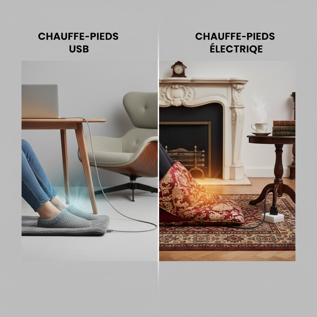 Chauffe-Pieds Électrique : La Puissance et la Tradition - Illustration pour Chauffe-Pieds USB vs. Électrique : Confort au Bureau et à la Maison