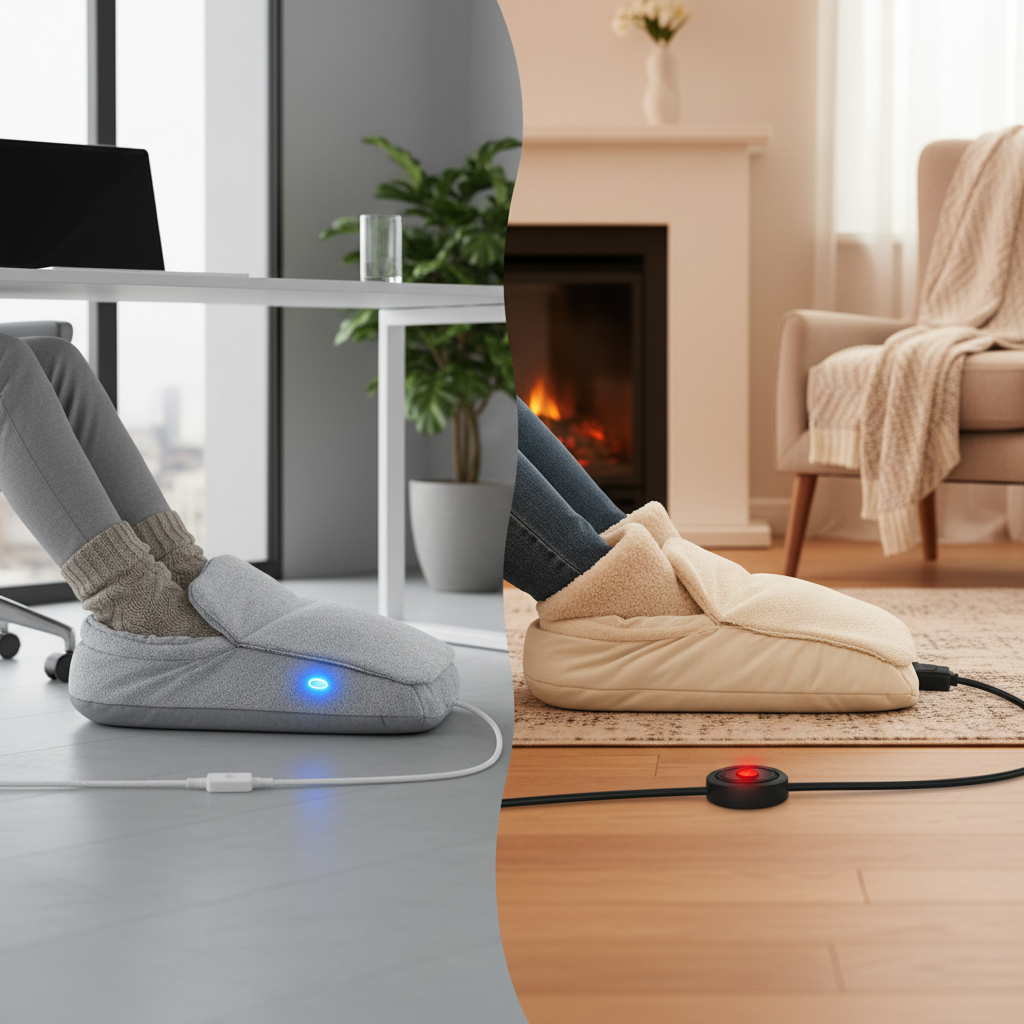 Tableau Comparatif : Chauffe-Pieds USB vs. Électrique - Illustration pour Chauffe-Pieds USB vs. Électrique : Confort au Bureau et à la Maison