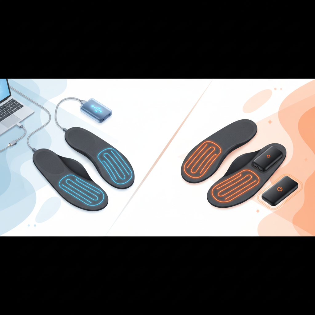 Comprendre les Semelles Chauffantes : USB et Batterie Intégrée - Illustration pour Semelles chauffantes USB vs Batterie : Le Guide Définitif