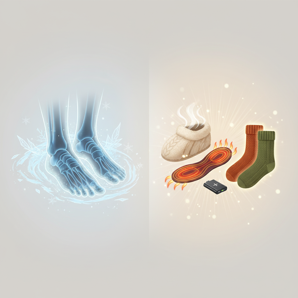 Pourquoi nos pieds sont-ils si sensibles au froid ? - Illustration pour Solutions chauffantes pieds : le guide ultime pour un hiver douillet